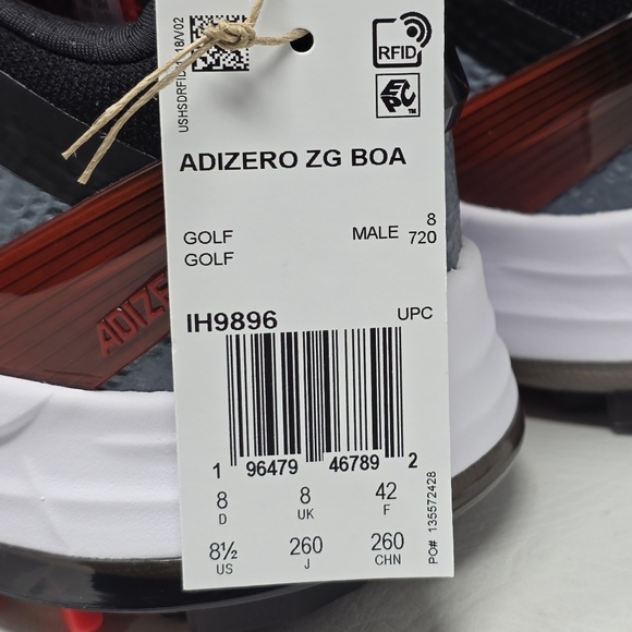 adidas Adizero ZG BOA Spikeless Golf Shoes White Red IH9896 Men's Size 8.5 New - Picture 4 of 13
